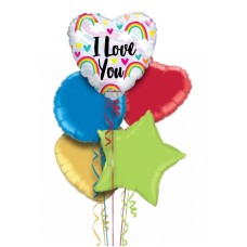 I Love You Rainbow Themed Balloon Bouquet